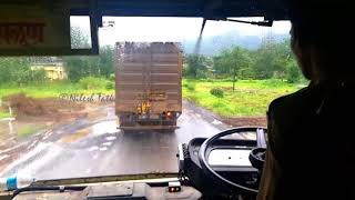 MSRTC Bus Cabin Ride on Mumbai Goa Highway | Khed | Ratnagiri | Konkan