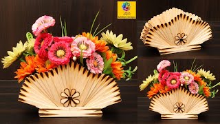 How to make flower vase with popsicle sticks | Flower vase diy | Best out of waste Flower Pot ideas