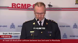 Bus and Semi-truck collide in Manitoba, Canada resulting in 15 fatalities