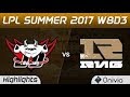 JDG vs RNG Highlights Game 1 LPL SUMMER 2017 JD Gaming vs Royal Never Give Up by Onivia