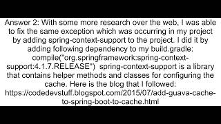 java lang ClassNotFoundException org springframework cache guava GuavaCache