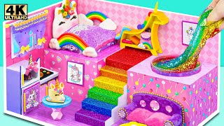 Build Unicorn House with Rainbow Swimming Pool for pet (EASY) ❤️ DIY Miniature Cardboard House