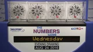 Evening Numbers Game Drawing: Wednesday, August 24, 2016