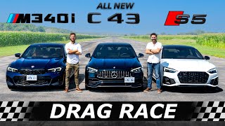 2023 AMG C43 vs BMW M340i vs Audi S5 // DRAG & ROLL RACE