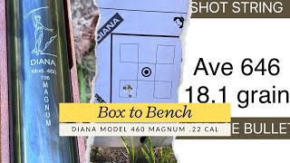 Box to Bench with the Diana 460 Magnum in .22 caliber. First Shots w/the Classic German Under-Lever.