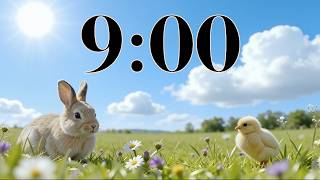 9 Minute Spring Timer | Cute Easter Vibes, Bunny, & Chick Classroom Countdown | Calm Music & Nature