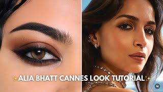 Recreating Alia Bhatt Cannes 2025 Makeup Tutorial | Easy Beginner Brown Smokey Eye Tutorial #cannes