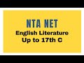 NTA NET English Crash Course Day 1 English Literature upto 17th C