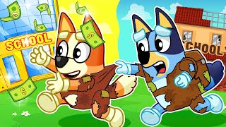 Poor Bingo Wants to Go to Rich School | The Bluey Family Went Bankrupt | Bluey Paper Toy