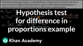 Hypothesis test for difference in proportions example | AP Statistics | Khan Academy