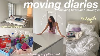 MOVING INTO MY NEW APARTMENT! unpacking & building furniture, my first night, &