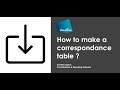 How to make a correspondance table