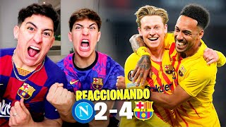 HINCHAS del BARÇA REACCIONAN a NÁPOLES 2-4 BARÇA *¡nos volvemos LOCOS!*