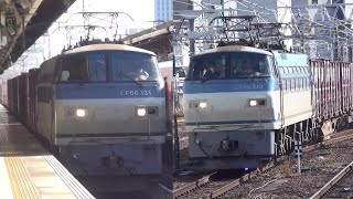 【サメ連番！】EF66 130＆131＋コキ 3075レ 名古屋駅通過