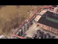 aerials mudslide at buffalo trace distillery results in cargo container office building falling...