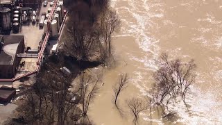 AERIALS: Mudslide at Buffalo Trace Distillery results in cargo container, office building falling...