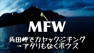 角田岬でカヤックジギング　角田岬の沖300～500ｍの地点で夜明け前から朝まづめ狙いで中華製の激安カヤックを出してきましたが残念ながらボウズでした・・・