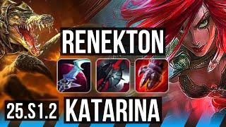 RENEKTON vs KATARINA (MID) | 11/1/9, 6 solo kills, Godlike | KR Master | 25.S1.2