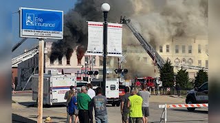 Multiple Central IL fire departments fighting downtown fire in Lincoln