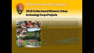 Urban Archeology Corps: 2018 Cotter Award Best Project Winners