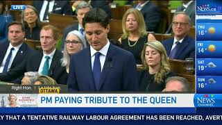 Prime Minister Justin Trudeau pays tribute to Queen Elizabeth II in the House of Commons