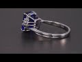 14k white gold emerald cut tanzanite and diamond accent ring 3.46 carats