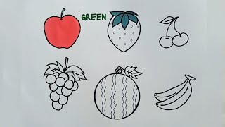 cara menggambar dan mewarnai buah buahan