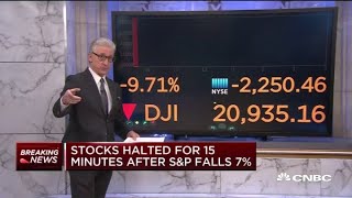 Stocks halted for 15 minutes at open after S&P 500 drops 7%