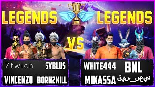 Vincenzo + B2k + Syblus vs Bnl + white444 || Free Fire Most dangerous match ever😱 - Garena Free Fire