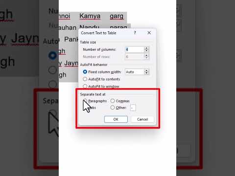 Convert Text into Table in MS Word.