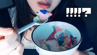 Korean ASMR 한국어 언더테일 테미플레이크를 만들어 먹어(?)보았다.. MAKING UNDERTALE TEMMIE FLAKES, Cutting Paper