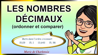 Ordonner et comparer des nombres décimaux, Cours 40 ✔ CAHIER D'EXERCICES sur Marie de Charlevoix 😃