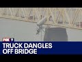 Truck hanging off bridge in Louisville, Kentucky