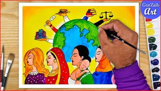 International Women's Day Painting || 8 March womens day poster making #womensday2022 #women