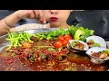 thaifood asmr ยำหอยจัมโบ้ น้ำปลาร้า กรอบนัว แซบครบรส clam salad with fermented fish mukbang show