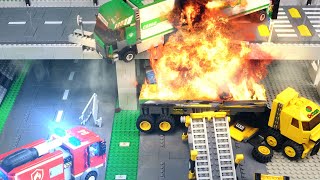 HUGE HIGHWAY ACCIDENT AND TANKER EXPLOSION IN LEGO CITY (Stop Motion Animation with crashes)