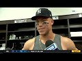 aaron judge works walk in game against rangers