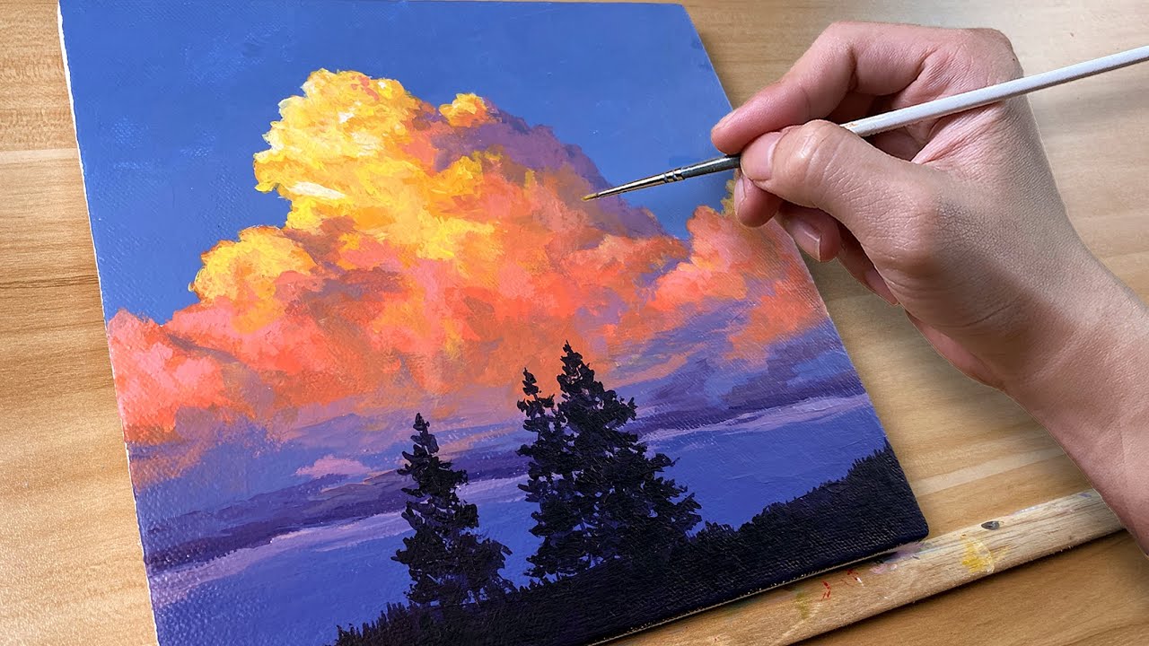 How To Paint Sunset Clouds / Acrylic Painting / Correa Art - YouTube