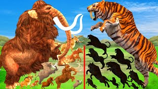 Giant Tiger vs Mammoth Elephant Prehistoric Mammals vs Shadow Itself Animal Revolt Battle Simulator