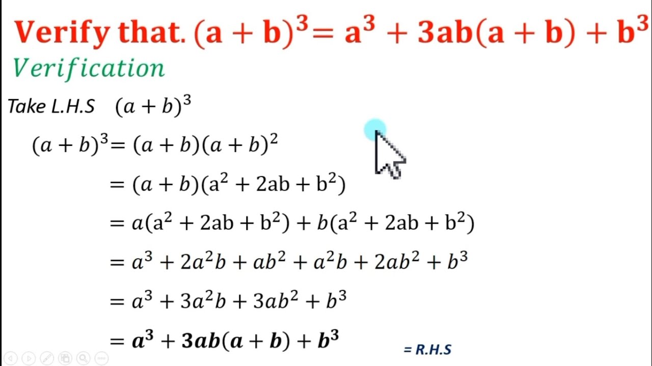 Varify That A+b^3=a^3+3ab(a+b)+b^3 Formula - YouTube