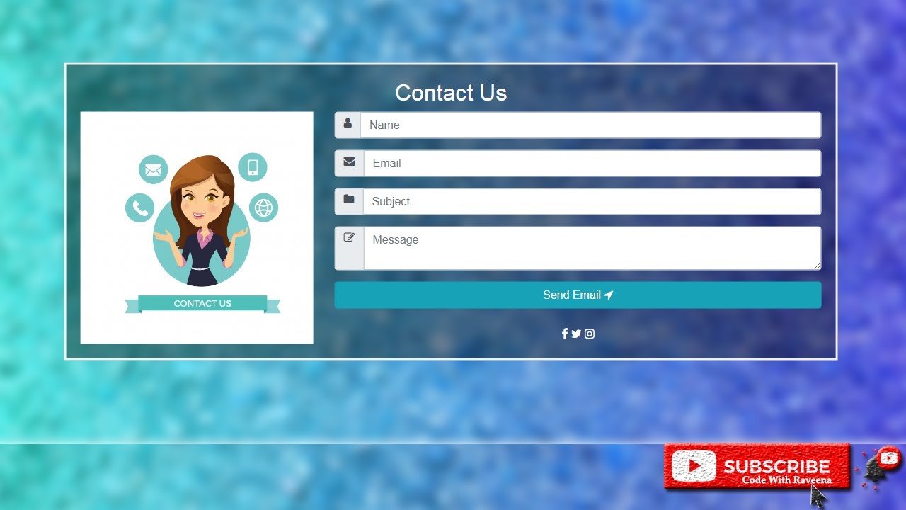 Responsive Contact Form - Bootstrap 4 | Blur Background Contact Us Form ...