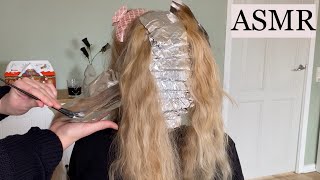 ASMR | Hair coloring with foil *crunchy & relaxing* (hair play, sectioning, hair dye, no talking)