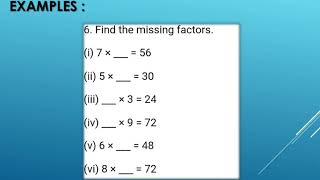 Multiple Factors and Primes การทวีคูณ ตัวประกอบ และจำนวนเฉพาะ