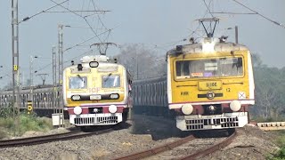 Dangerous Wag9 Locomotive Leads Teesta Torsha Express+Sealdah Galloping Local Trains Skip Huge Curve