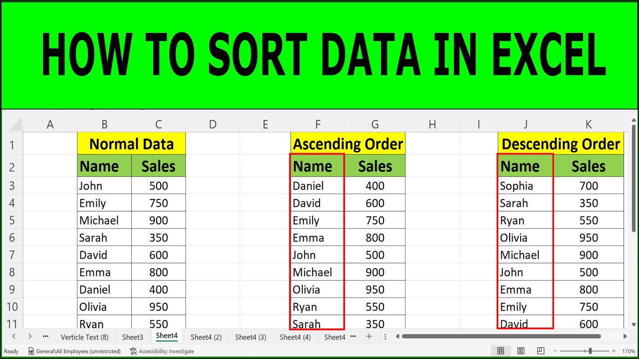 How To Sort Data In Excel How To Sort Numbers And Text In Excel Sort