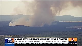 Crews battle 'Bravo Fire' west of Flagstaff