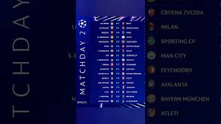 UEFA Champions League Matchday 2 Results #football #championsleague #results #ucl #realmadrid