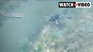 Ukraine releases video of destroyed bridge including military vehicles