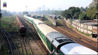 Chilahati to Dhaka Nilsagar Express Train Entering Kamalapur Railway Station of Bangladesh Railway