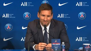 Lionel Messi Press Conference PSG Unveiling (English) - 'Best Place For Champions League', FFP Regs